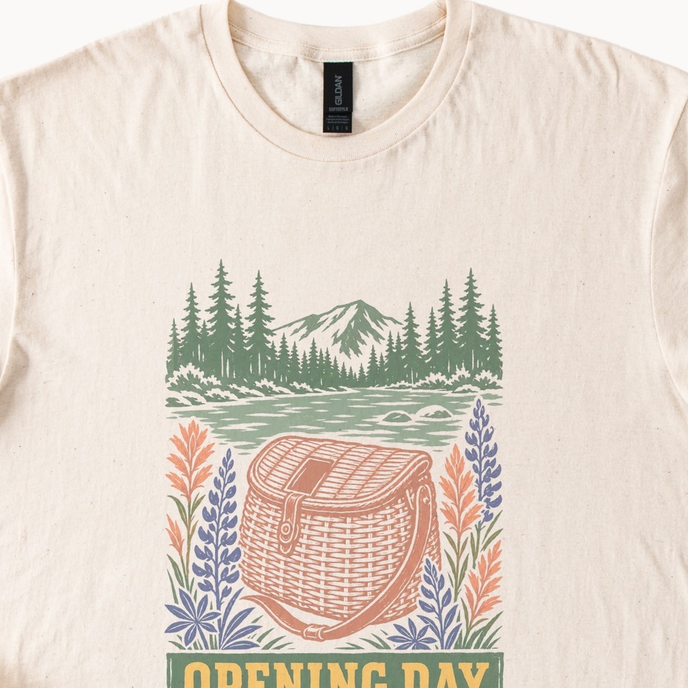 Opening Day Linocut Style Conifer Forest Tee